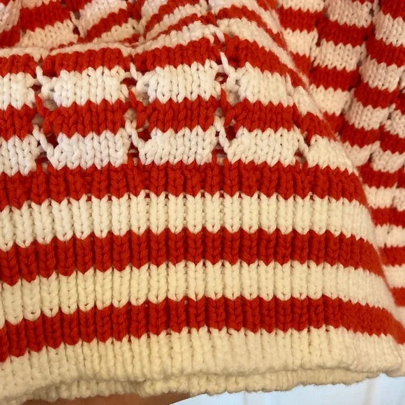 LOFT Red & White Checker-Stripe Boat Neck Sweater - Picture 4 of 9